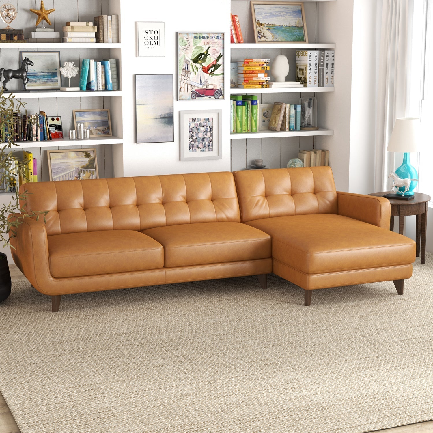 Avery Leather Sectional Sofa | Tan