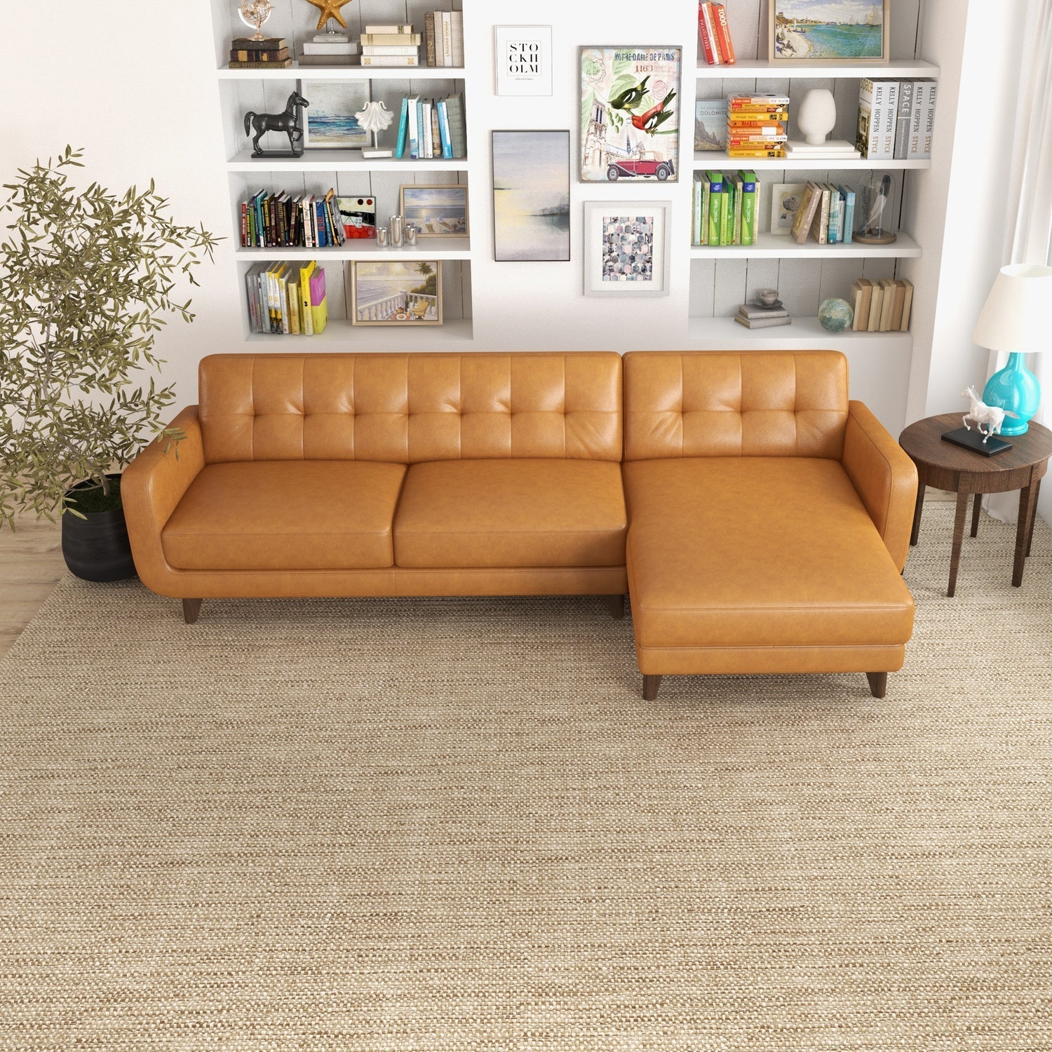 Avery Leather Sectional Sofa | Tan