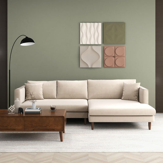 Brunswick Velvet Sectional Sofa | Cream
