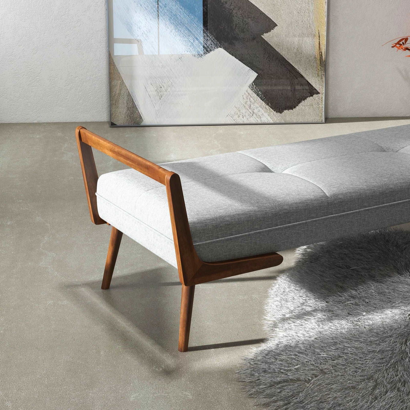 Charles Upholstered Bench | Light Grey