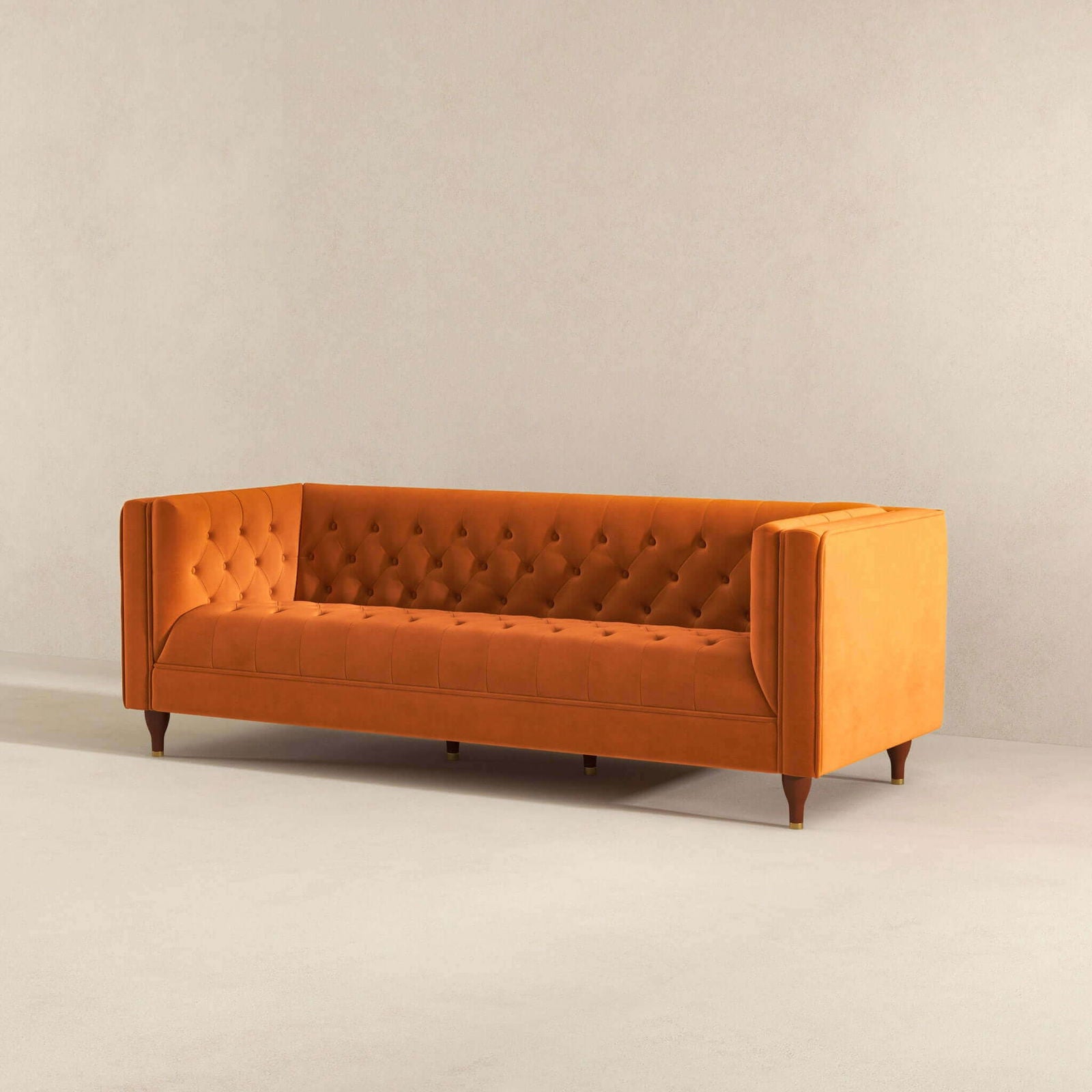 Chesterfield Velvet Luxury Sofa | Orange