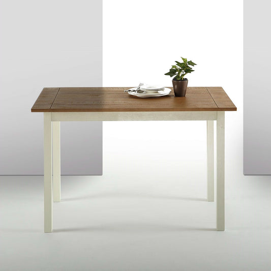 Classic Pine Wood Dining Table with White Legs