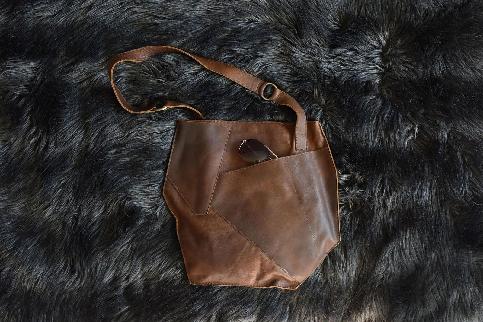 Cross Over Leather Tote