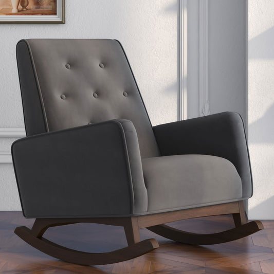 Devon Velvet Rocking Chair |  Dark Grey
