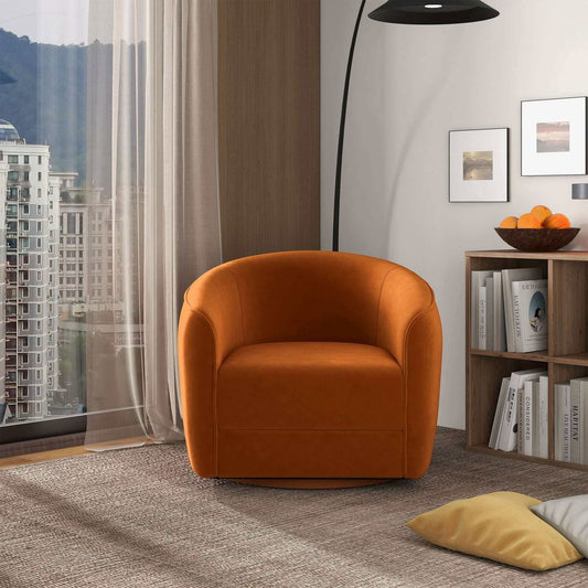 Ella Velvet Swivel Chair | Burnt Orange