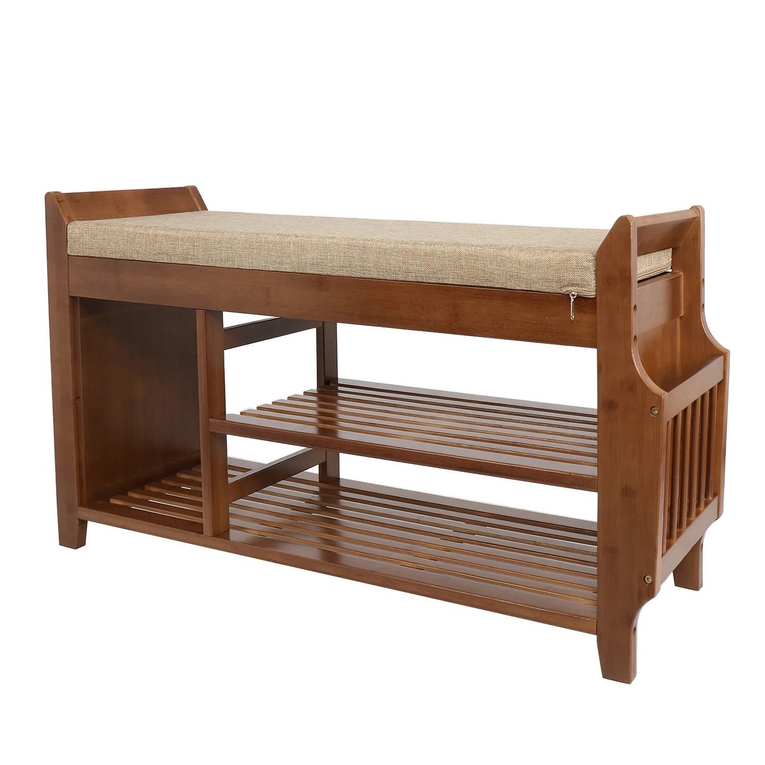 Entryway Shoe Rack Storage Bench with Cushioned Seat