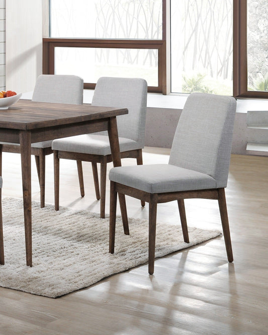 Fabric Upholstered Dining Chairs (2pc Set), Light Grey