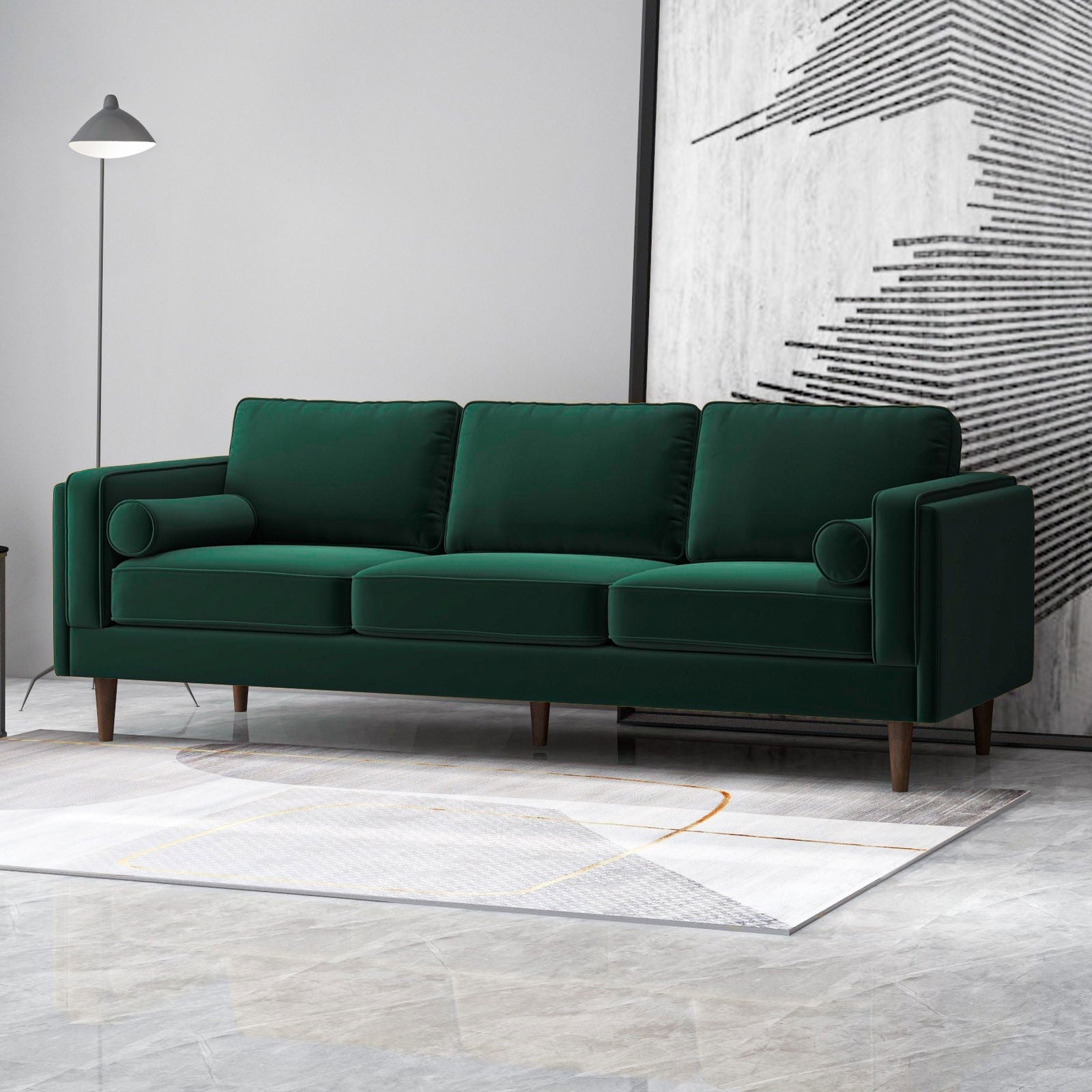 Fairfield 86" Velvet Sofa | Dark Green