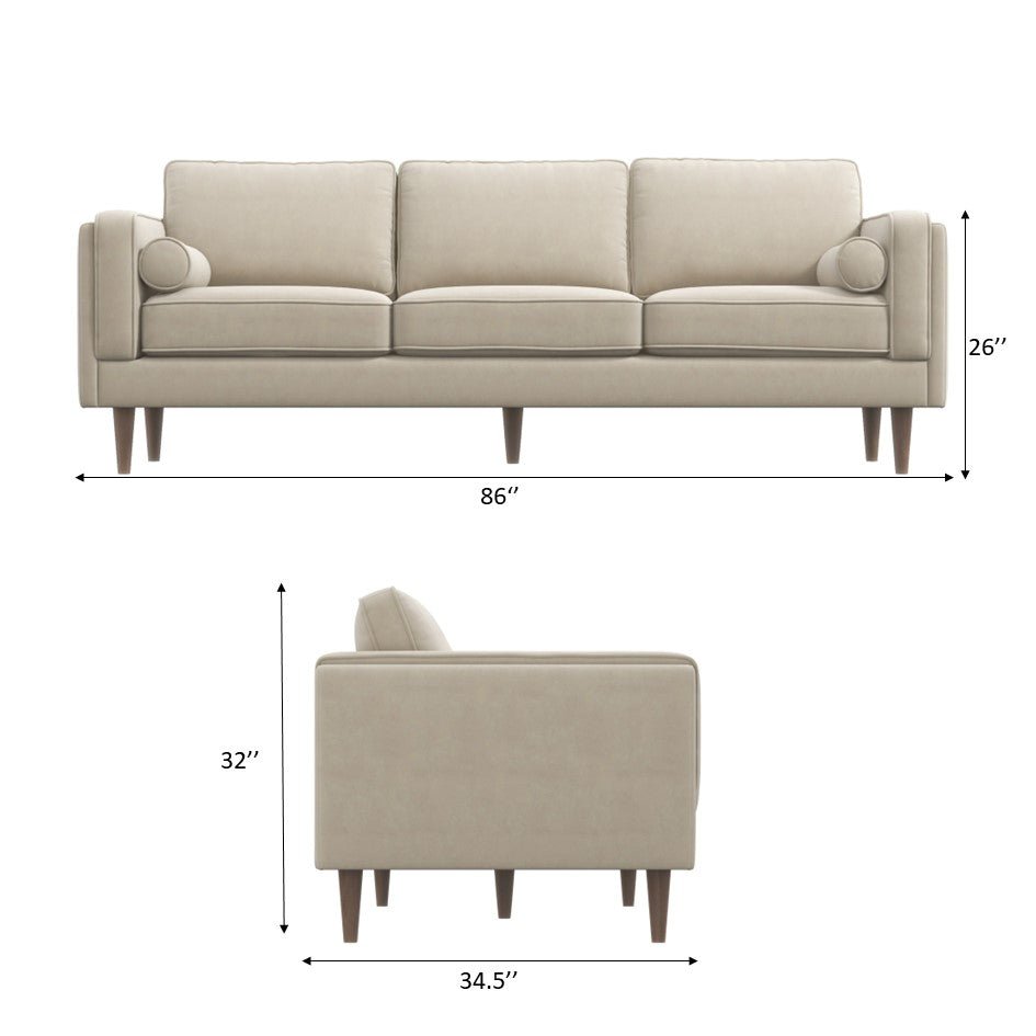 Fairfield 86" Velvet Sofa | Yellow