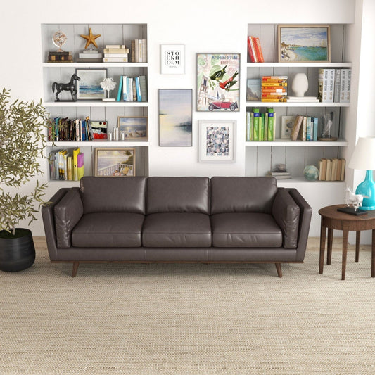 Fresno 91" Leather Sofa | Brown