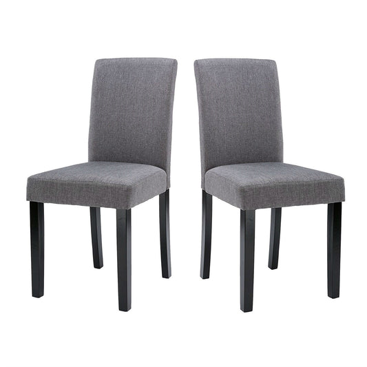 Grey Fabric Dining Chairs with Black Wood Legs (Set of 2)