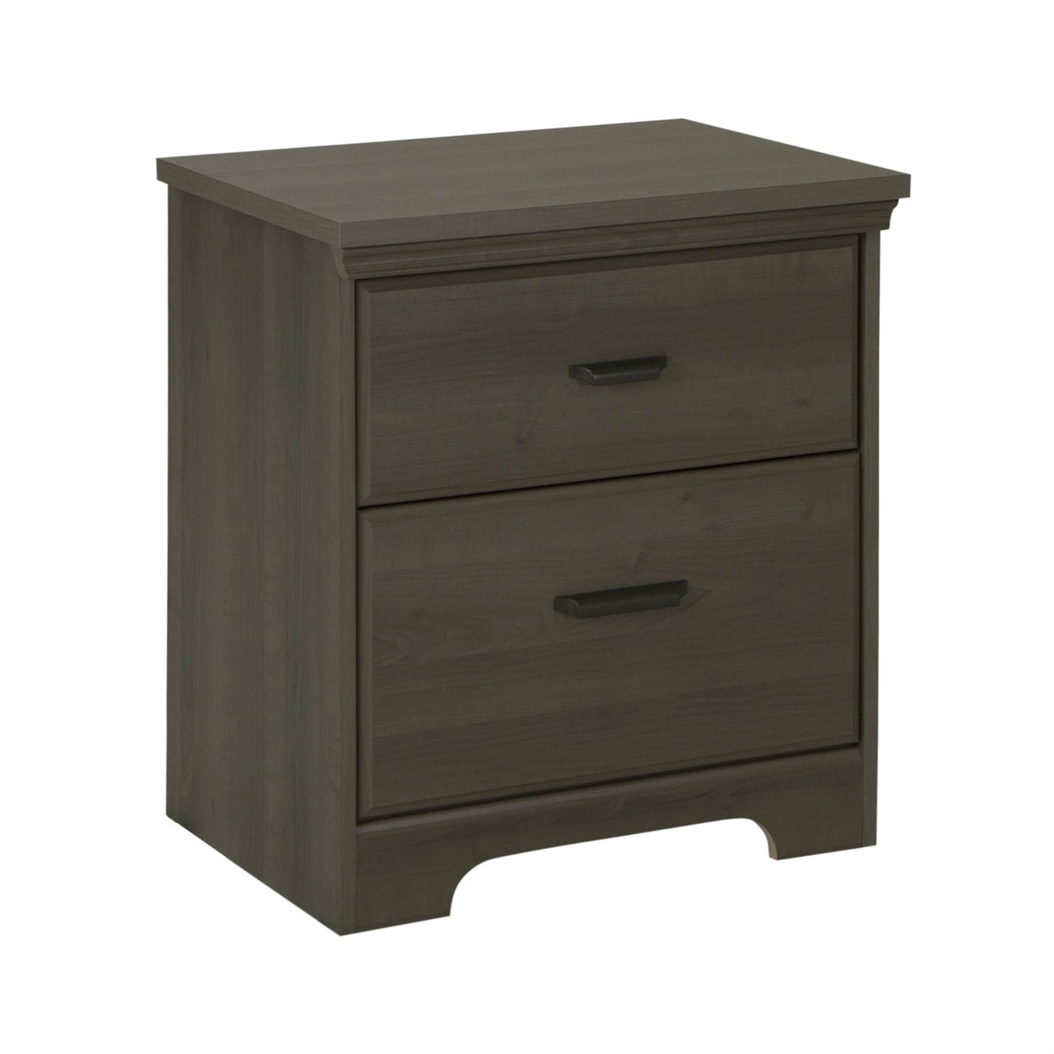 Grey Maple Nightstand with Two Drawers