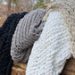 Infinite Chunky Knit Blanket | Minky | Big - Onyx
