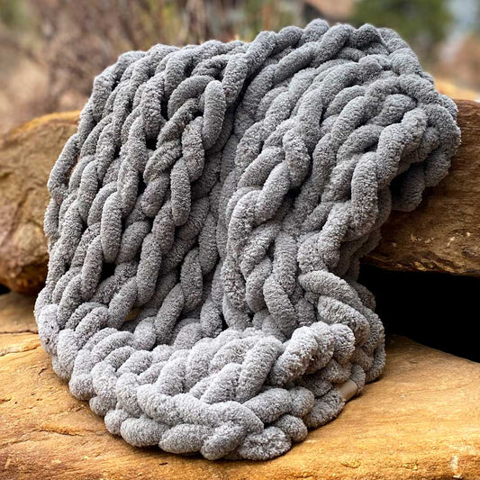 Infinite Chunky Knit Blanket | Minky | Cuddle - Mist