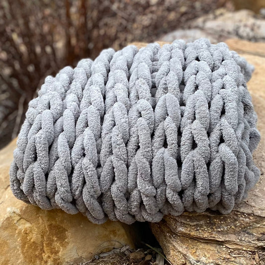 Infinite Chunky Knit Blanket | Minky | Little - Mist