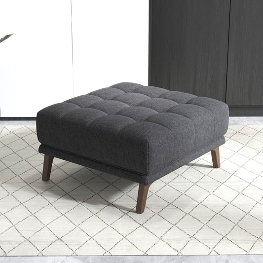 Kaleb Square Upholstered Ottoman | Dark Grey