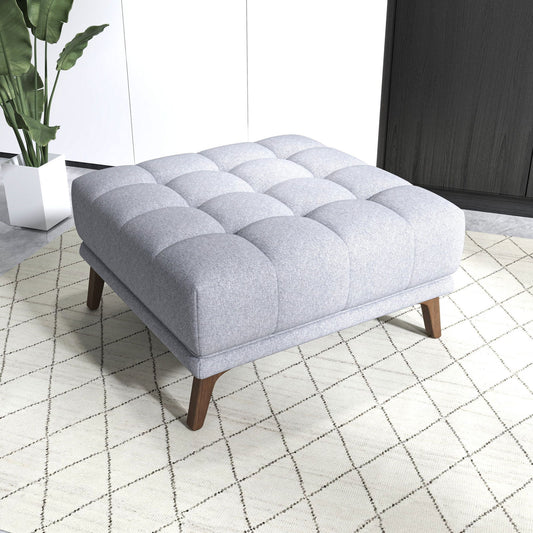 Kaleb Square Upholstered Ottoman | Light Grey