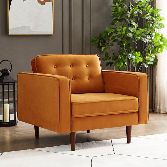 Kendall Velvet Lounge Chair | Burnt Orange