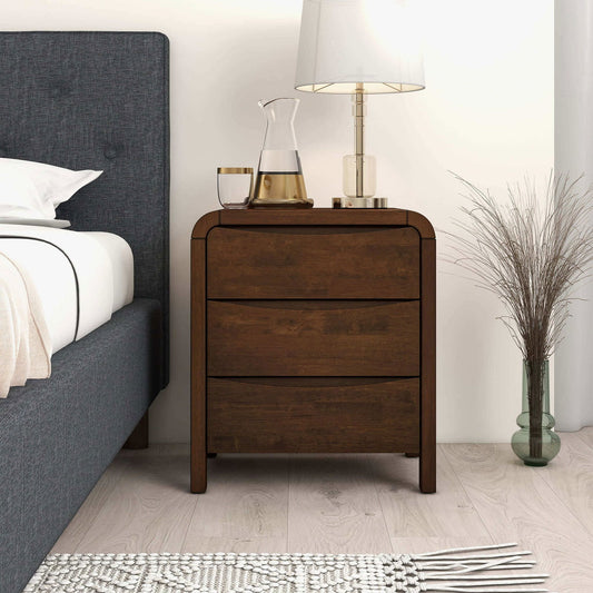 Laurel Solid Wood 3-Drawer Nightstand | Walnut
