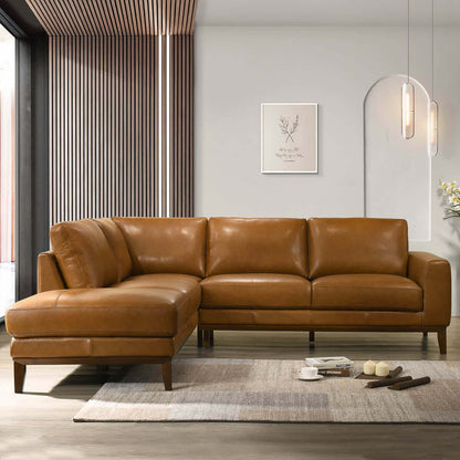 Lawrence Leather Sectional Sofa | Tan