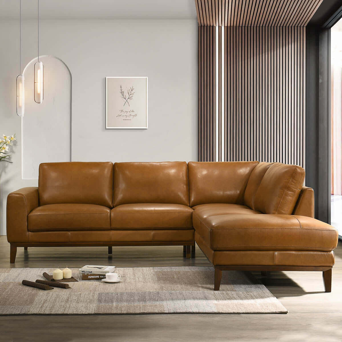 Lawrence Leather Sectional Sofa | Tan