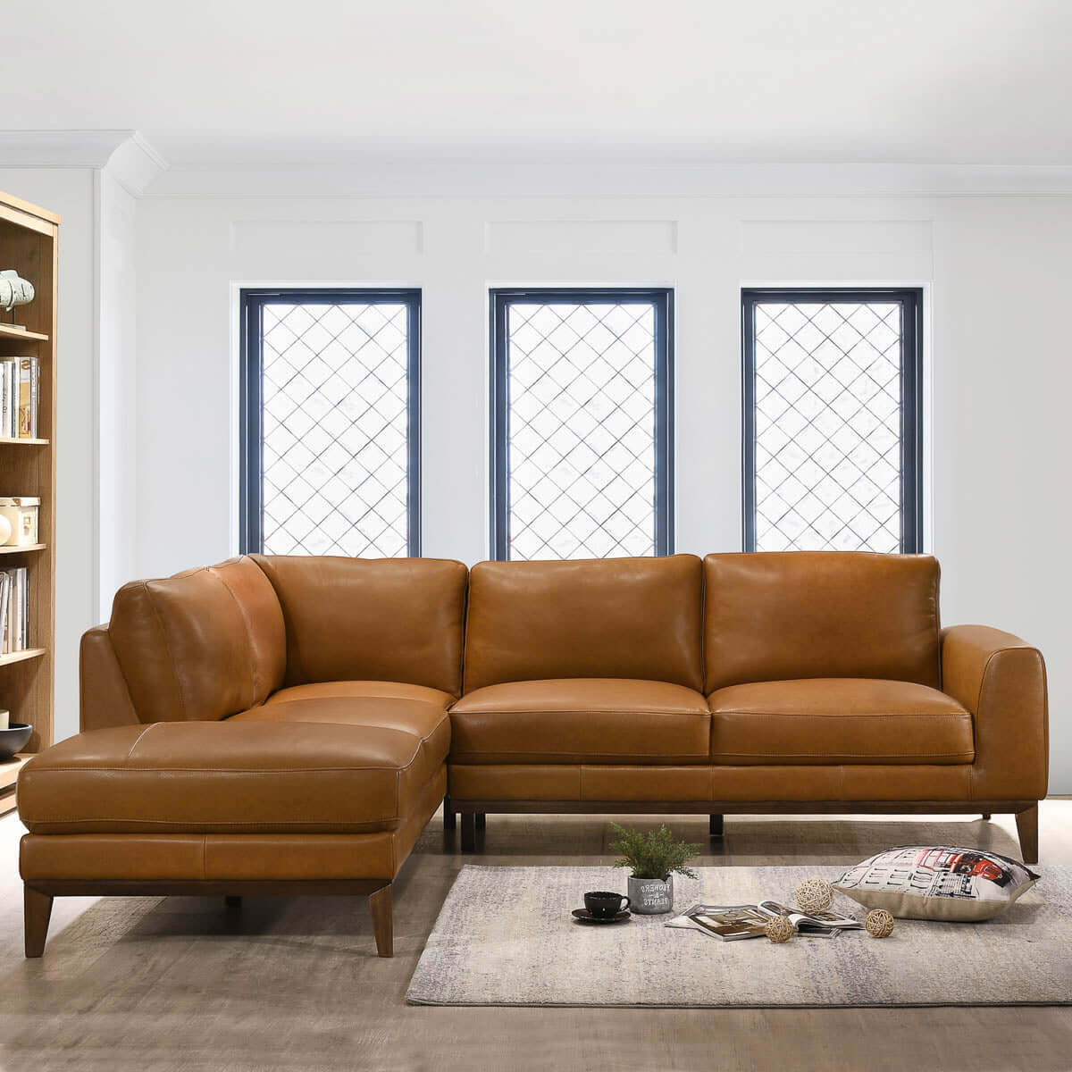 Lawrence Leather Sectional Sofa | Tan