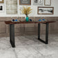 Live Edge 63" Solid Wood Dining Table, Dark Brown