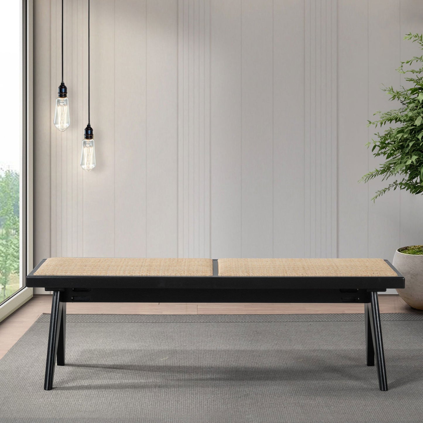 Logan Rattan Bench | Black