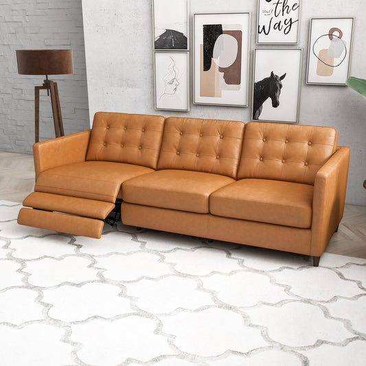 Louis Leather Electric Reclining Sofa (Left Facing) | Tan