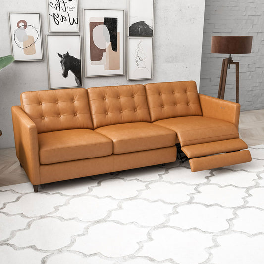 Louis Leather Electric Reclining Sofa (Right Facing) | Tan