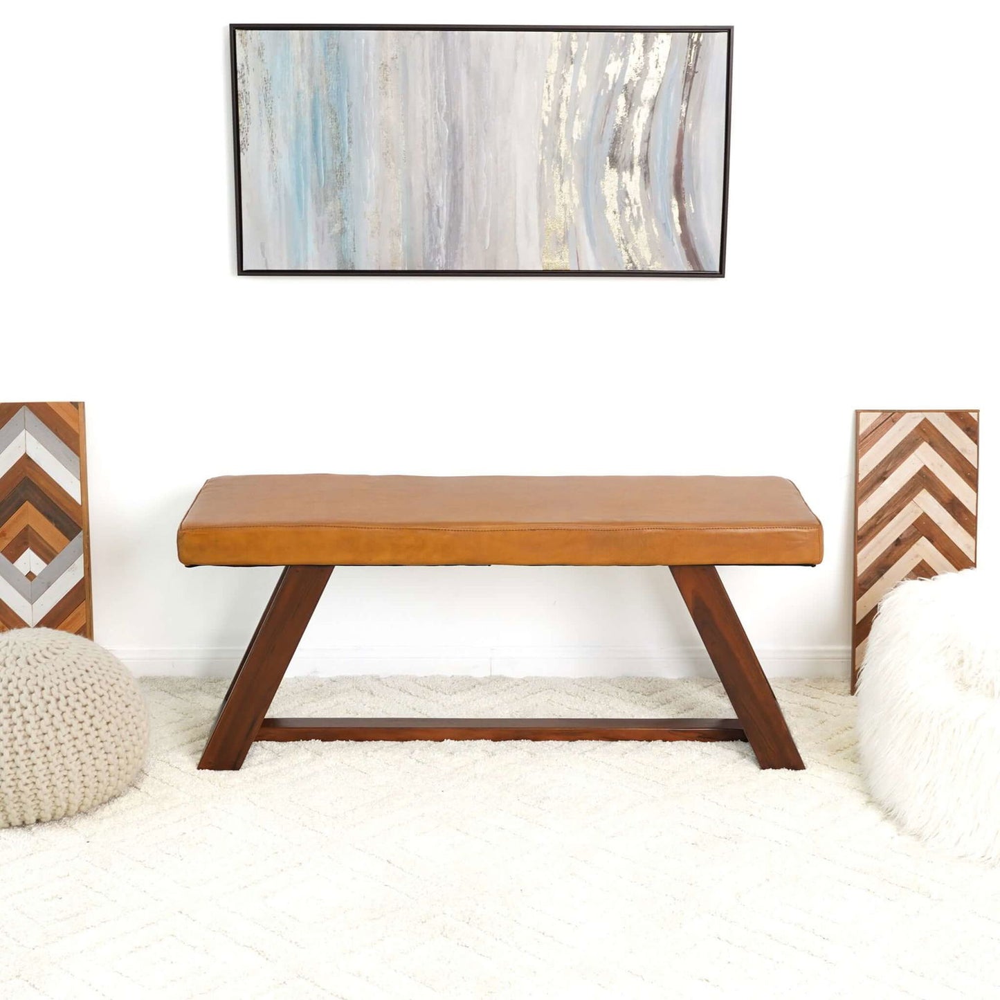 Marcus Leather Bench | Tan