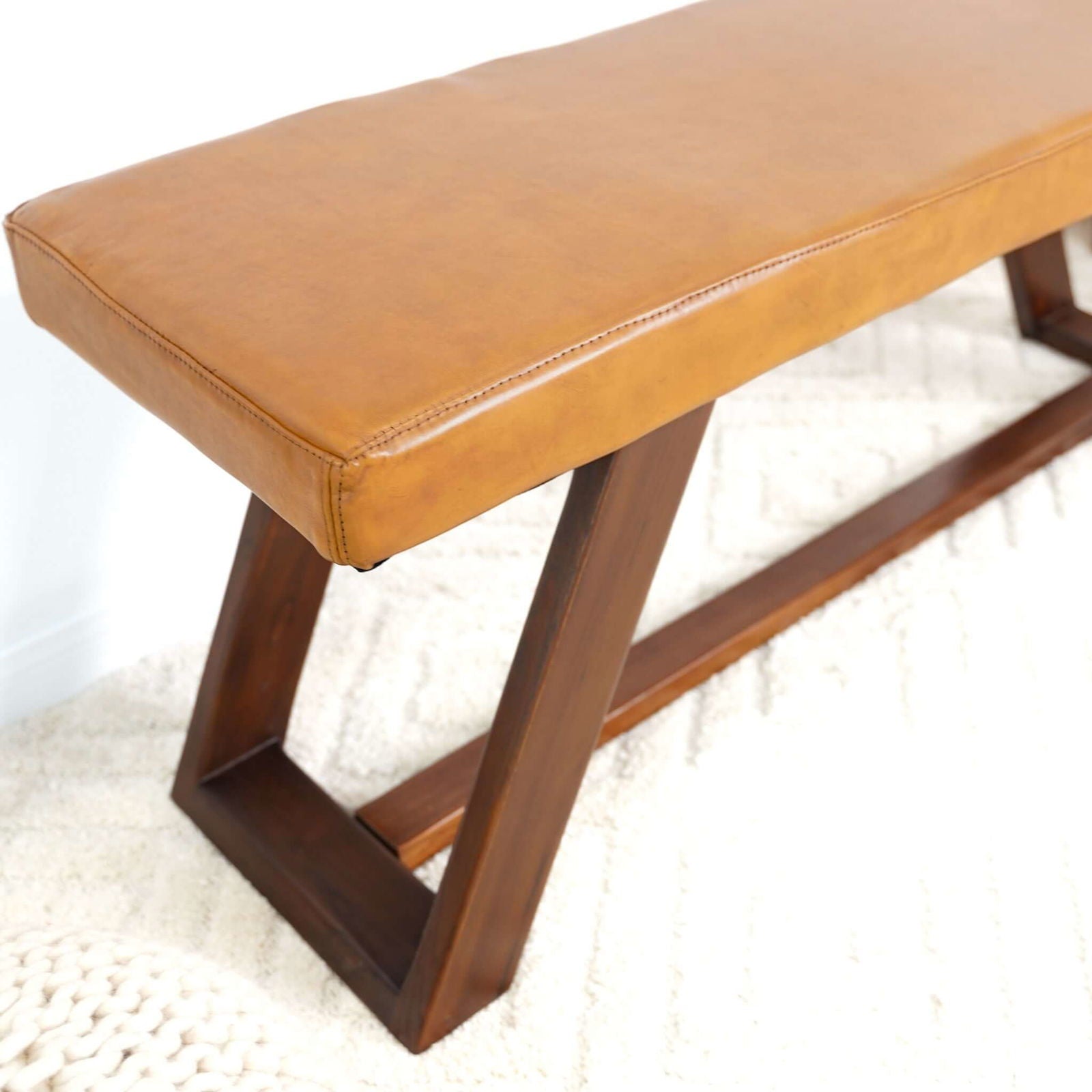 Marcus Leather Bench | Tan