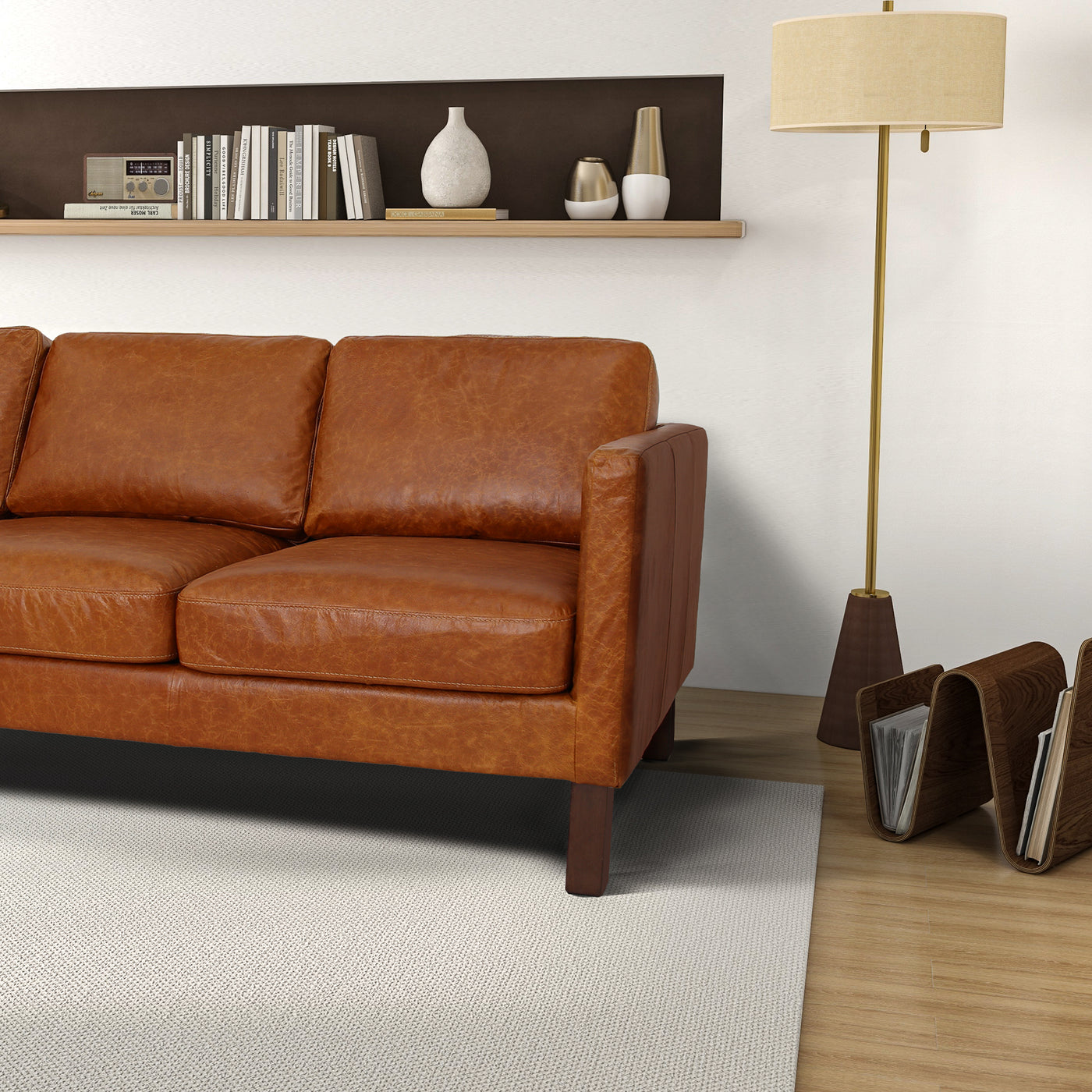 Waxed Leather Sofa | Cognac