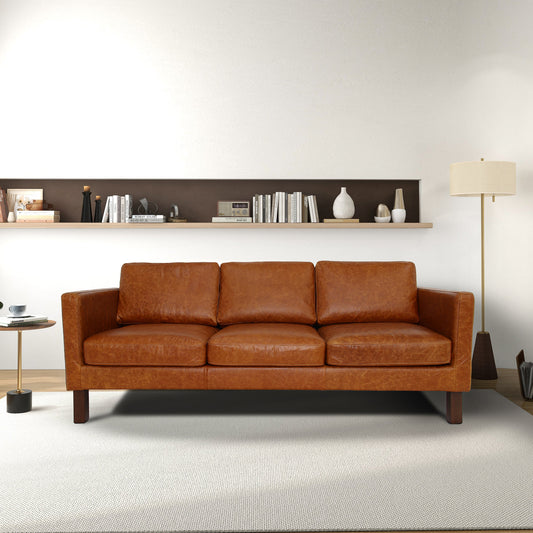 Waxed Leather Sofa | Cognac