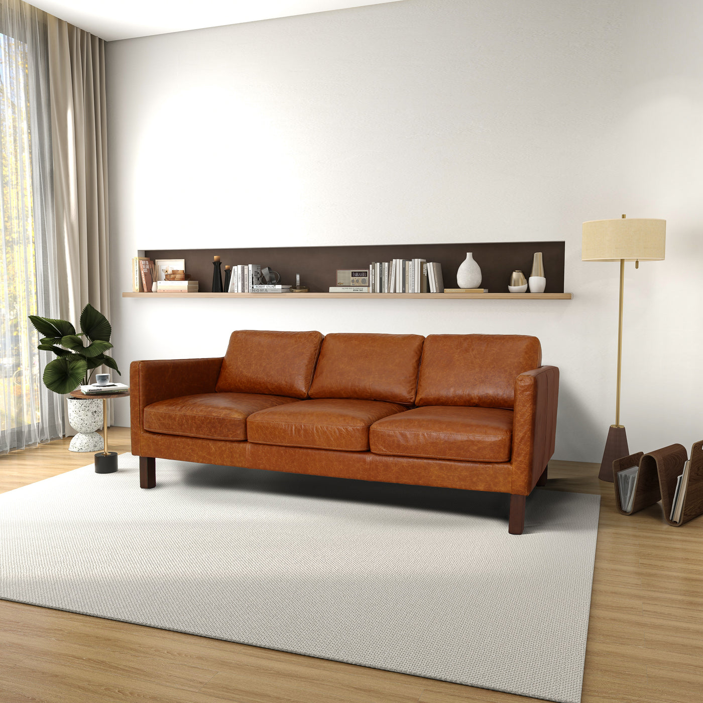 Waxed Leather Sofa | Cognac