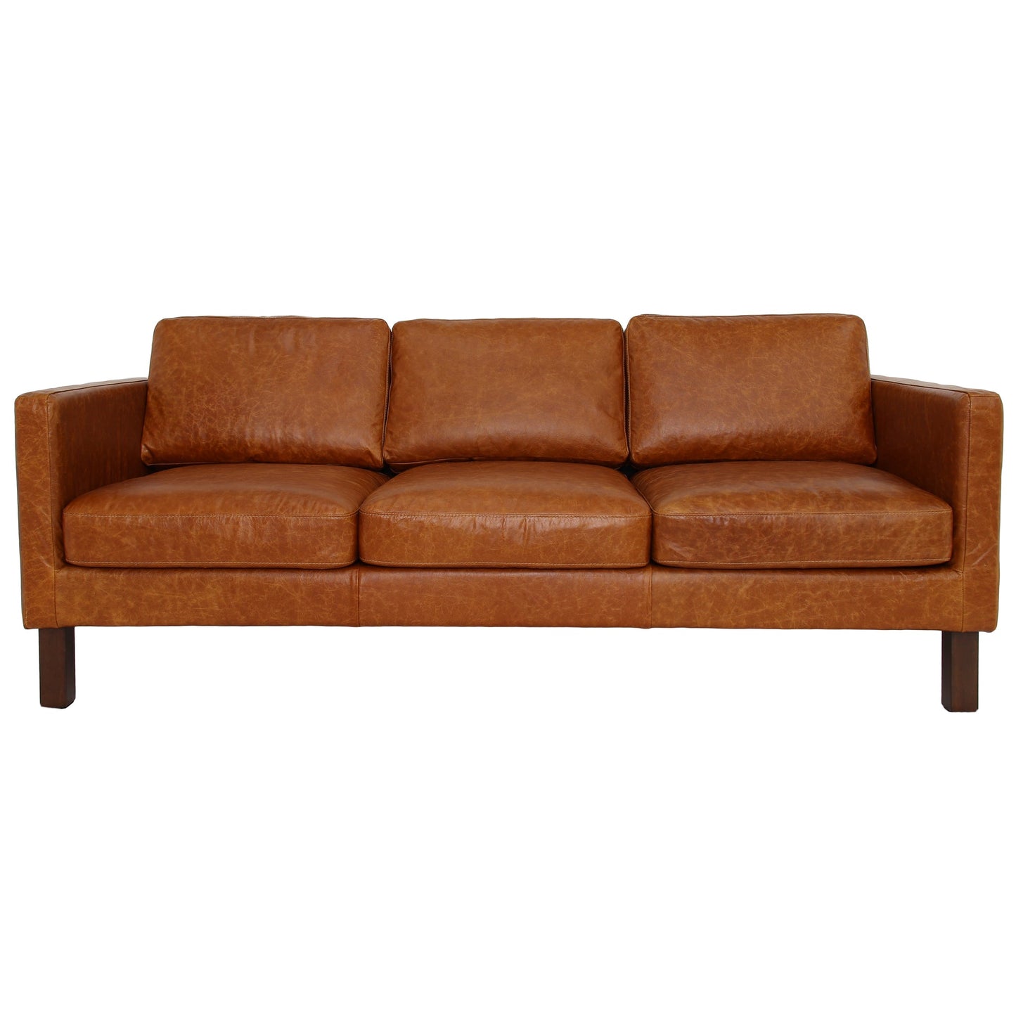 Leslie Waxed Leather Sofa | Cognac