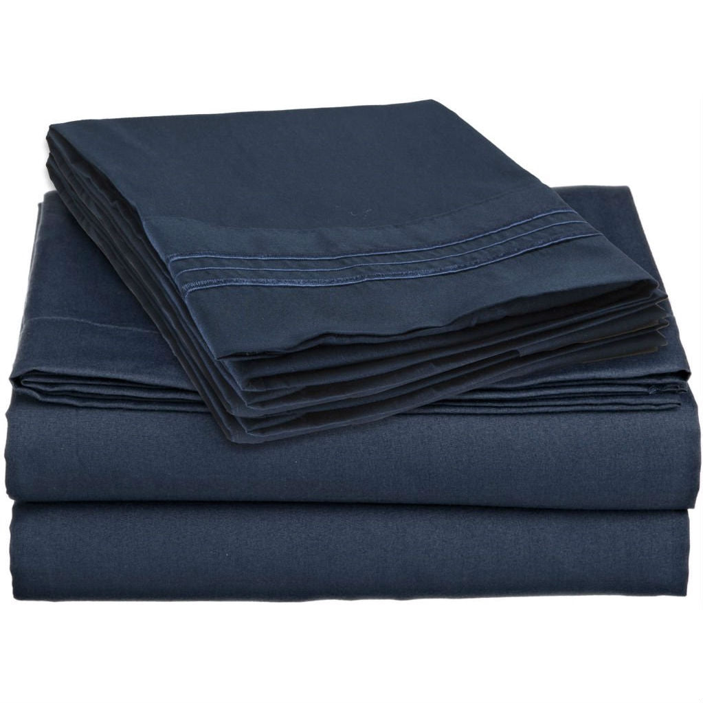 Microfiber King Size 4 Piece Sheet Set, Navy Blue