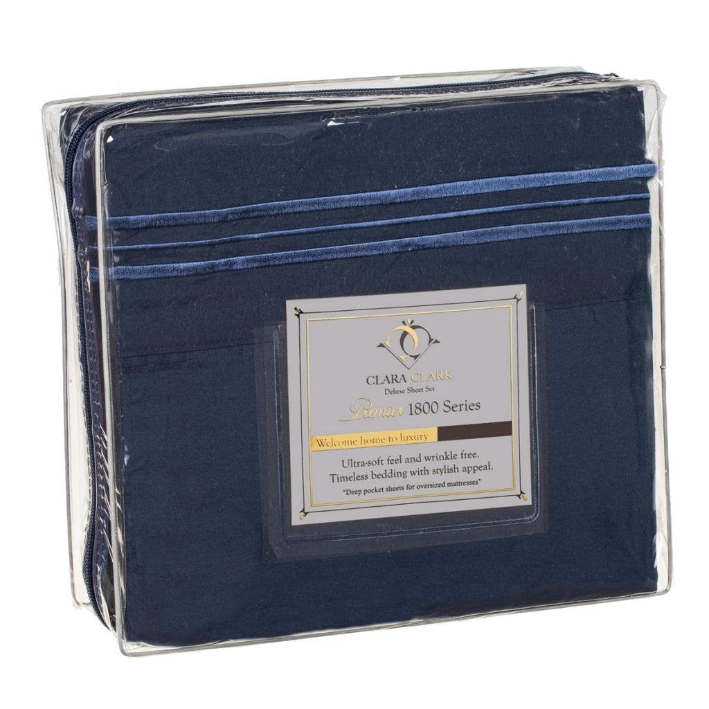 Microfiber King Size 4 Piece Sheet Set, Navy Blue