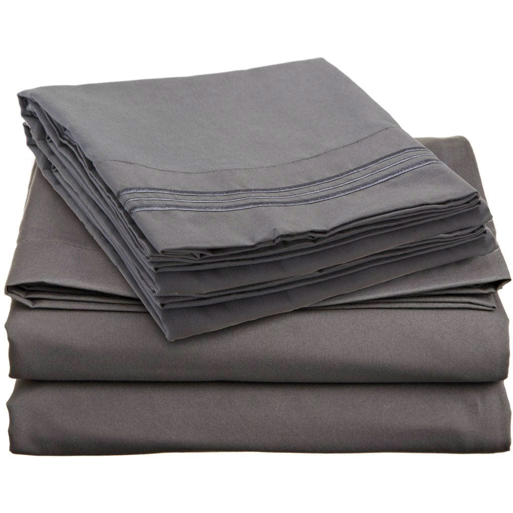 Microfiber King Size 4 Piece Sheet Set, Stone Gray