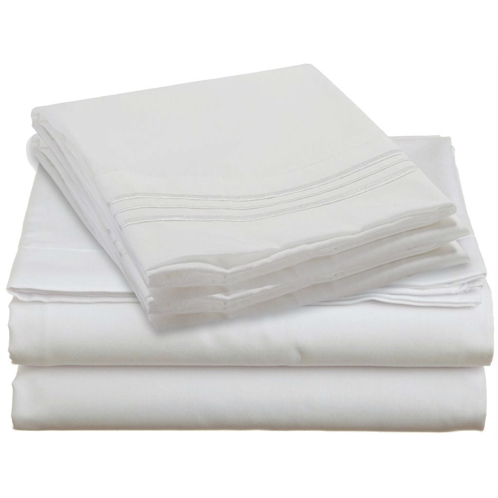 Microfiber Queen Size 4 Piece Sheet Set, White