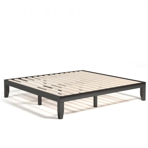 Modern 14 Inch Chocolate Rubberwood Platform Bed, King