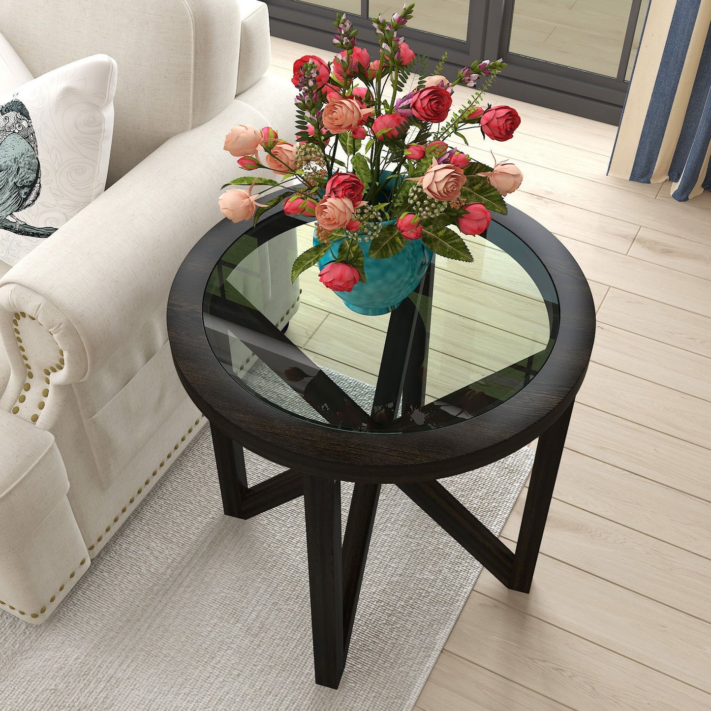 Modern Simple Tempered Glass Side Table