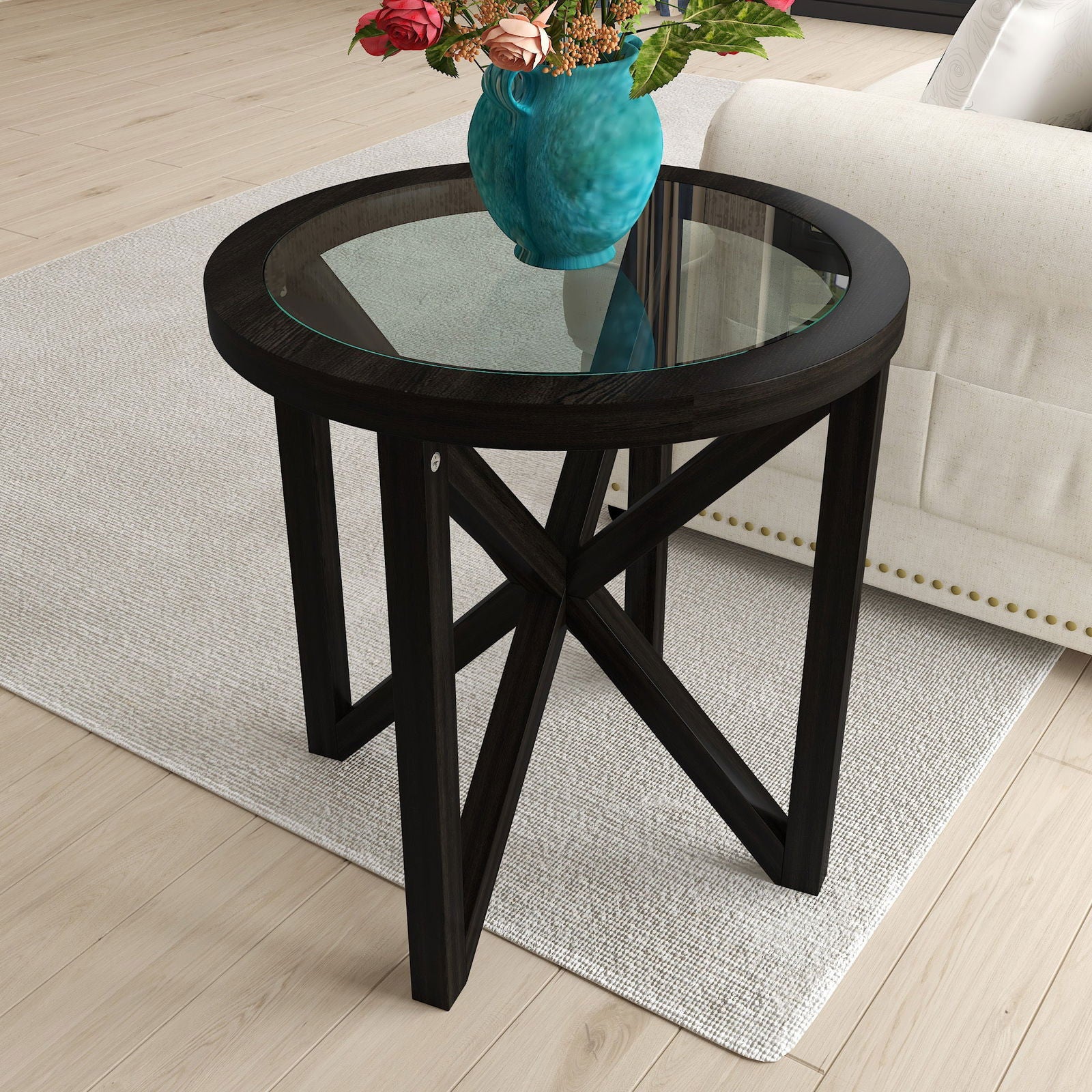 Modern Simple Tempered Glass Side Table