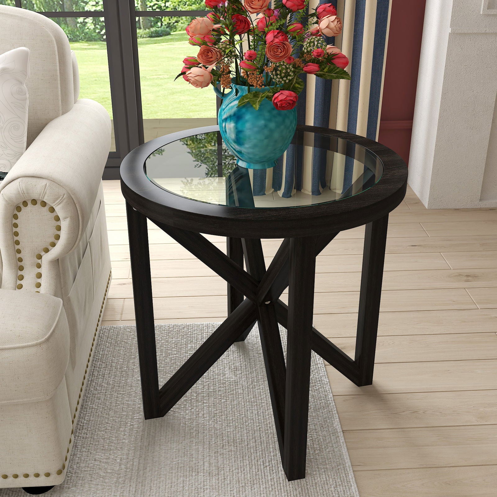Modern Simple Tempered Glass Side Table