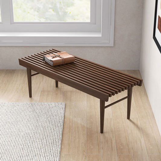 Mona Modern Wooden Bench - Walnut