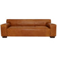 Waxed Cognac Leather Sofa