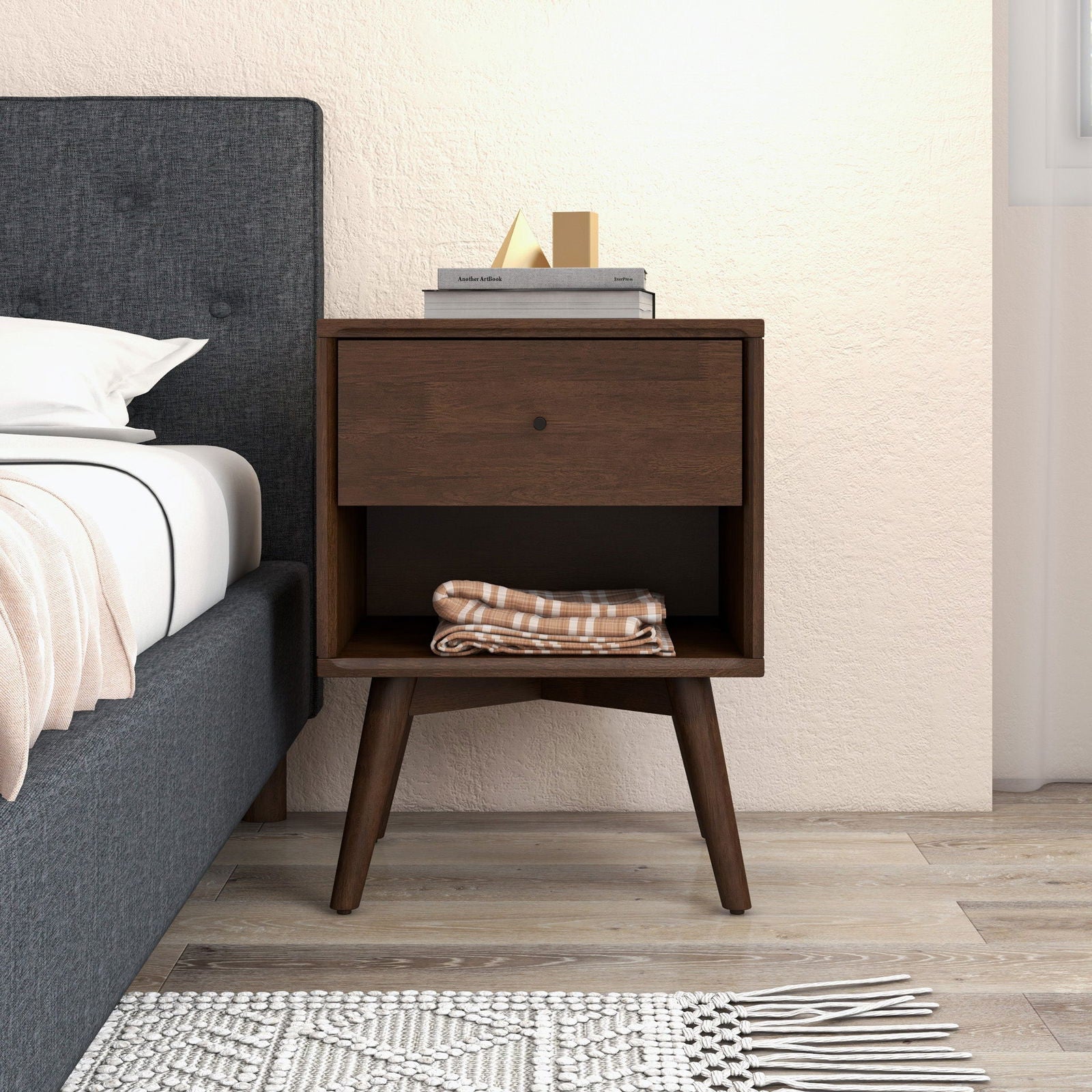 Norman Single Drawer Nightstand | Walnut