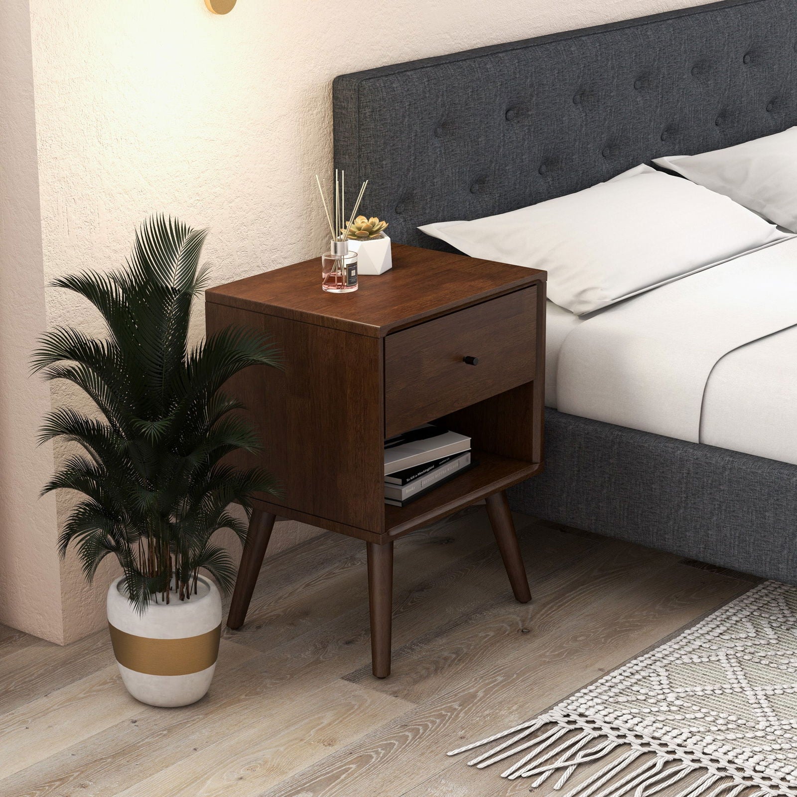 Norman Single Drawer Nightstand | Walnut