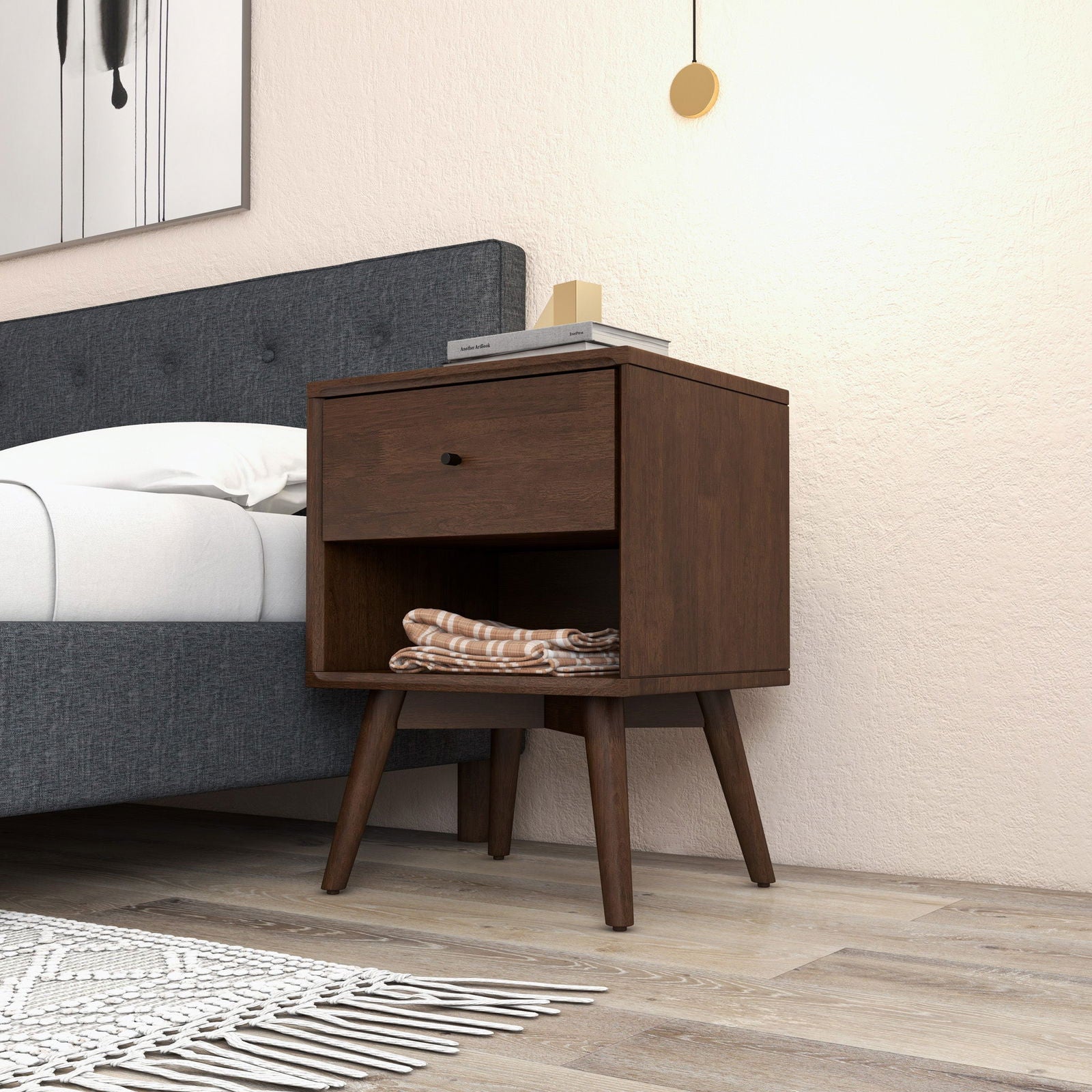 Norman Single Drawer Nightstand | Walnut