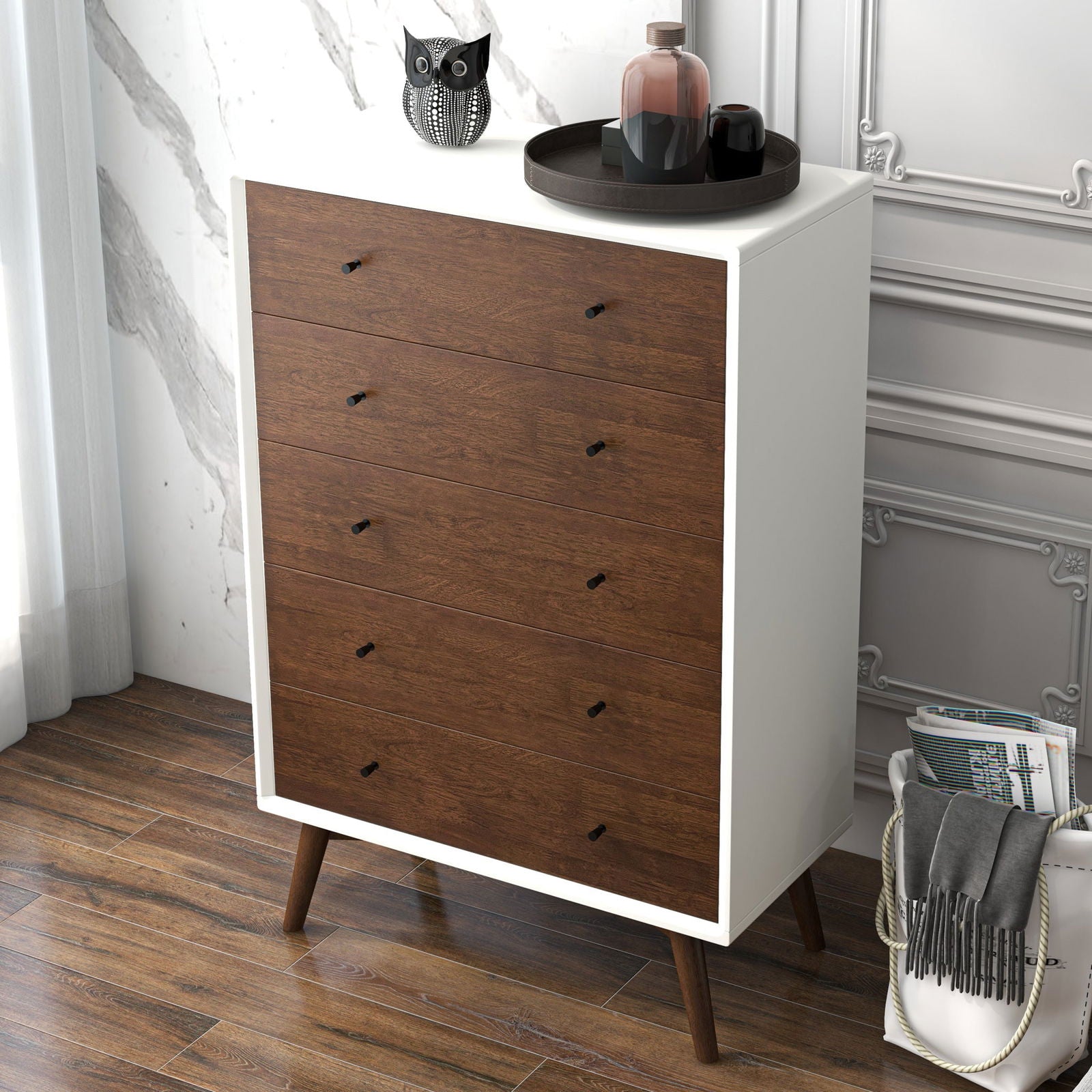 Norman Solid Wood 5 Drawer Dresser Norman Solid Wood 5 Drawer Dresser